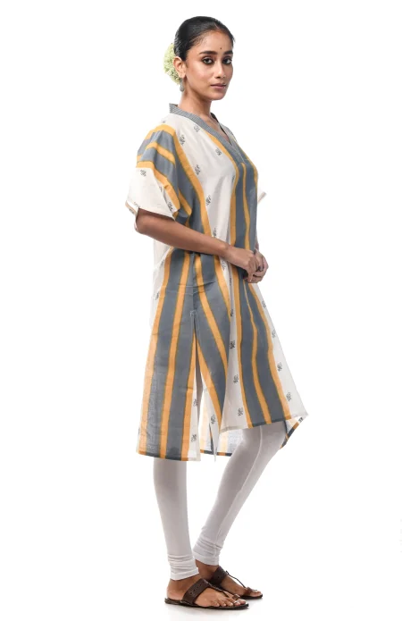 Printed Cotton Excel Kaftan  - Multi Colour - Image 2