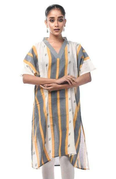 Printed Cotton Excel Kaftan  - Multi Colour
