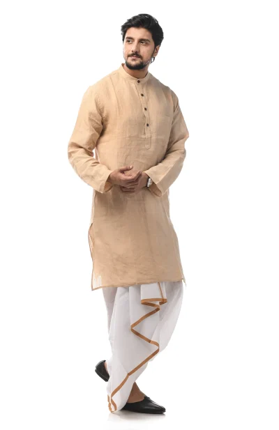200s Muslin Dhoti with Orange Border