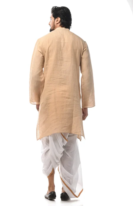 200s Muslin Dhoti with Orange Border - Image 2