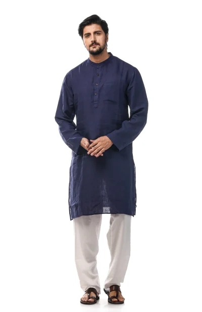Linen Plain Kurta - Nevy
