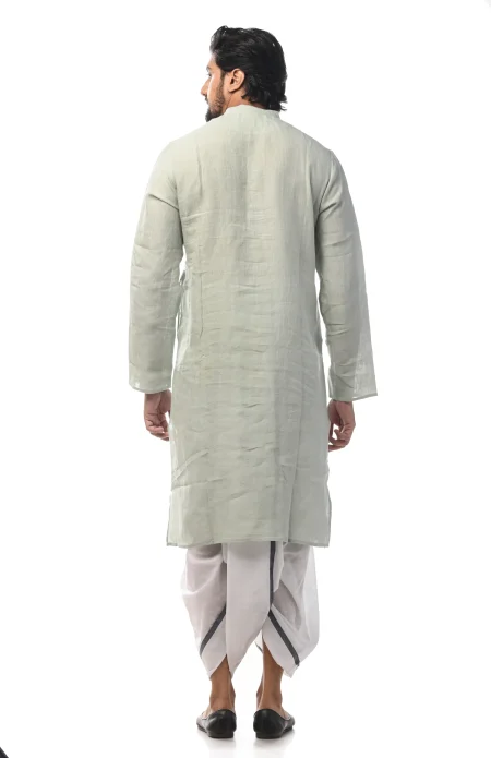 Linen Plain Kurta - Green - Image 4