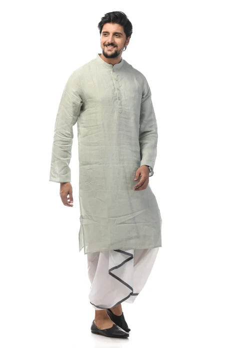 Linen Plain Kurta - Green - Image 2