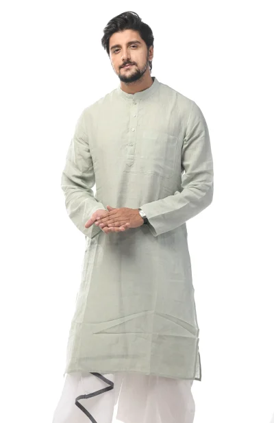 Linen Plain Kurta - Green