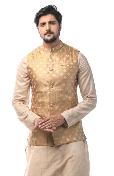 Baluchuri Silk Handloom Jacket - Yellow Gold