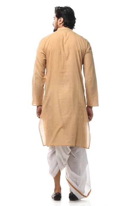 Embroidered Cotton Kurta - Beige - Image 2
