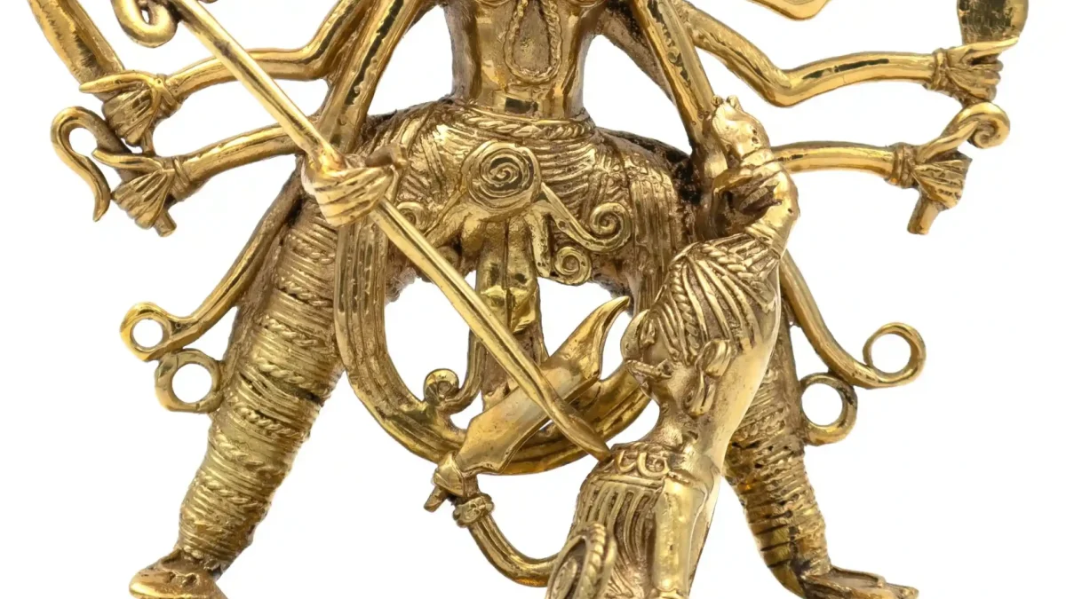 Dokra Table Top Mahisasur Mardini - Biswa Bangla