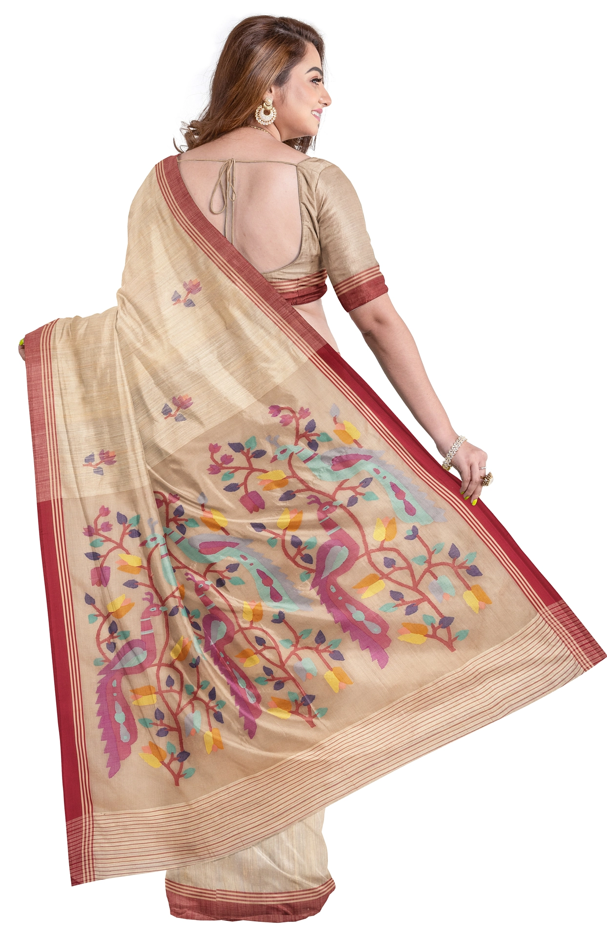 Matka Silk Jamdani Saree - Image 2