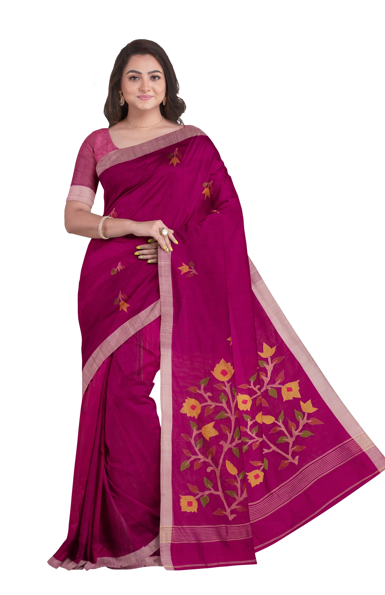 Matka Silk Jamdani Saree