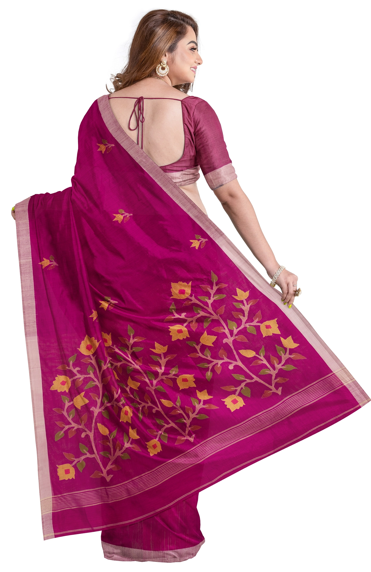 Matka Silk Jamdani Saree - Image 2