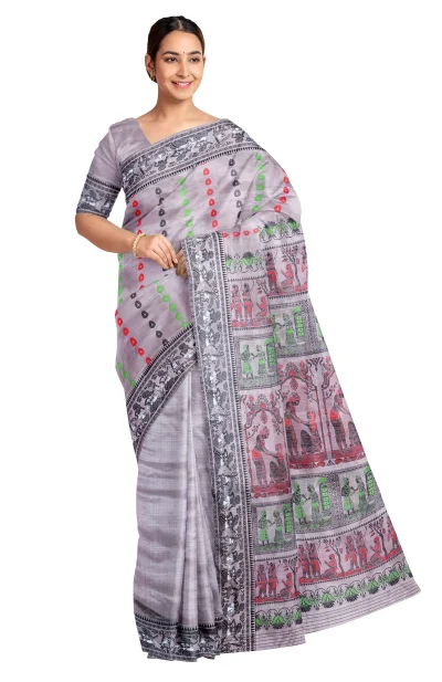 Baluchari Silk Saree - Grey
