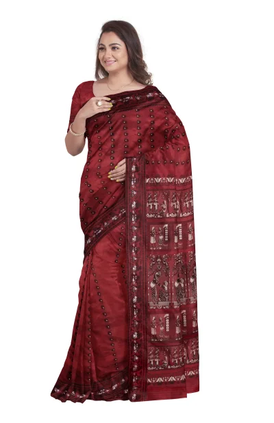 Baluchari Silk Saree - Meroon