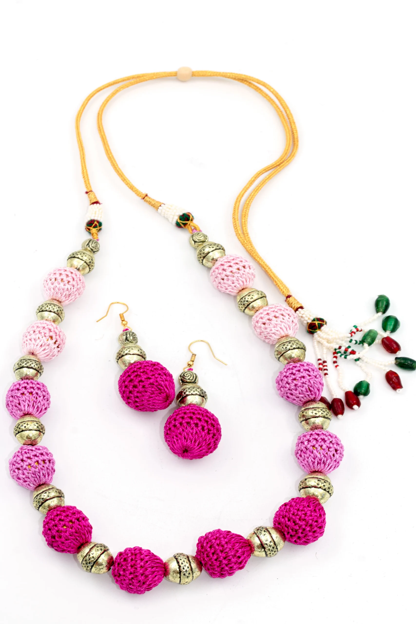 Handcrafted Crochet Set with Pearl Ball Design