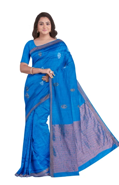 Tangail Matka Silk Saree - Blue