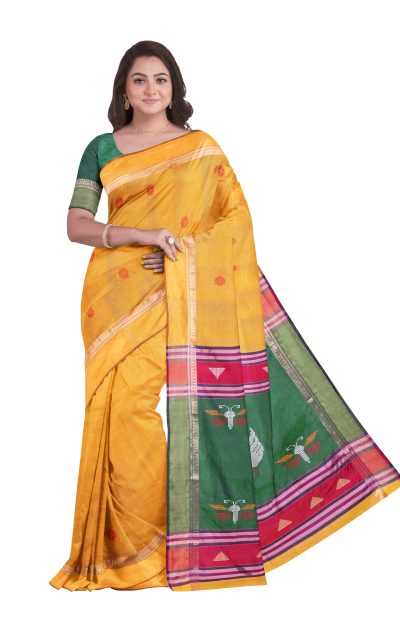 Handwoven Bishnupuri Silk Saree - Multi Colour