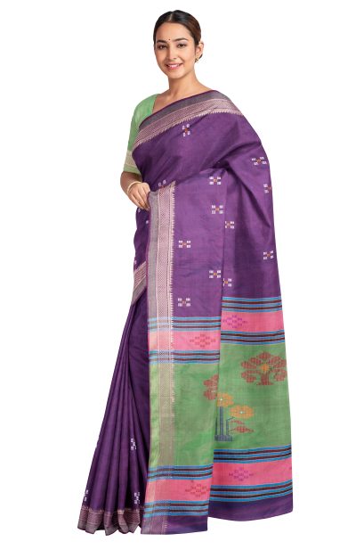 Handwoven Bishnupuri Silk Saree - Multi Colour