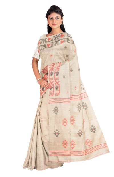 Tangail Matka Silk Saree - Beige