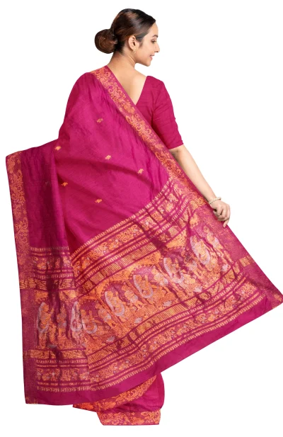 Tangail Matka Silk Saree - Magenta