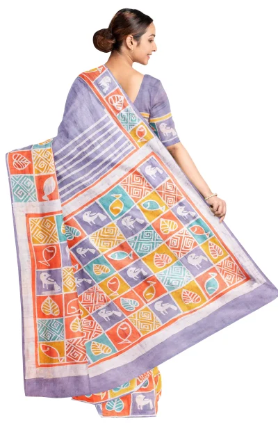 Batik Silk Saree - Multi Colour