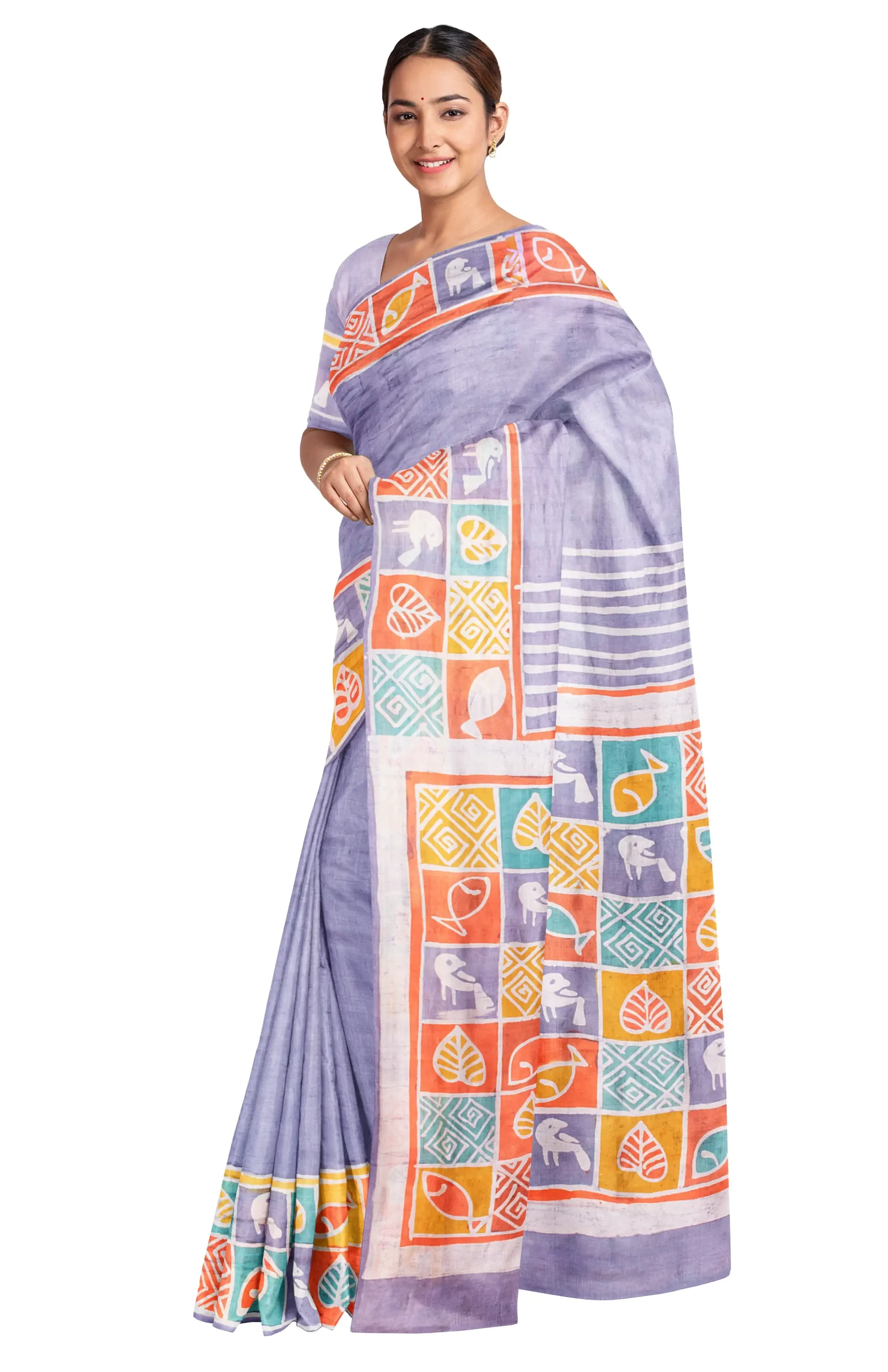Batik Silk Saree - Multi Colour - Image 2