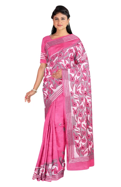 Kantha Silk Saree - Multi Colour