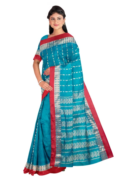 Garod Silk Saree - Turquoise