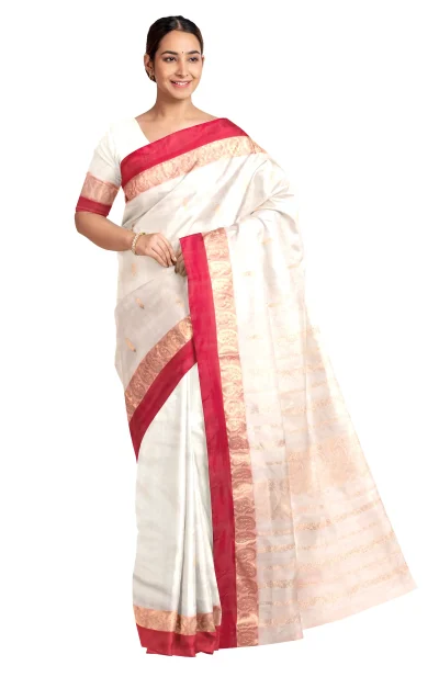 Garod Silk Saree - Off-White
