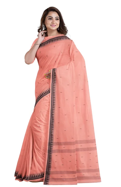 Santipuri Cotton Saree - Peach