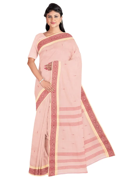 Santipuri Cotton Saree - Peach