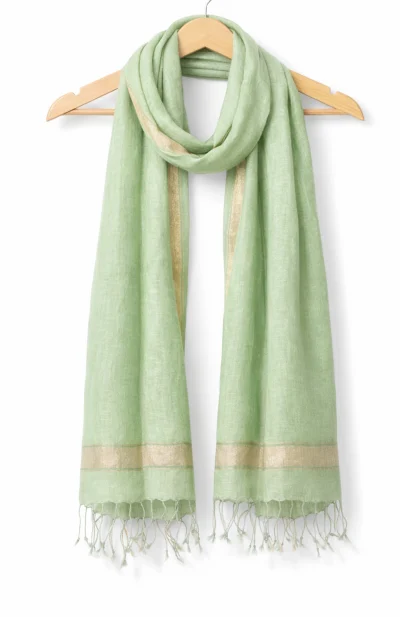 Handwoven Linen Scarf - Green