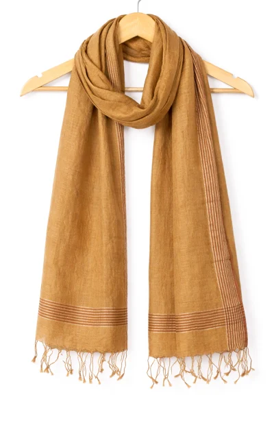 Handwoven Linen Scarf - Mauve