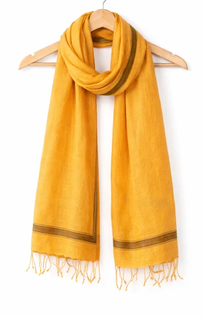 Handwoven Linen Scarf - Mustard