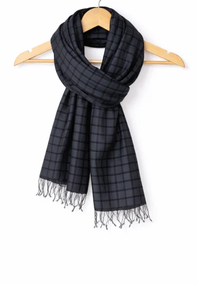 Handwoven Tussar Silk Stole - Black