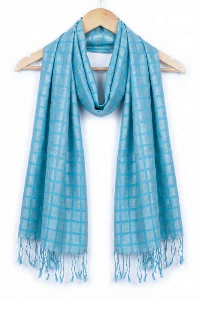Handwoven Tussar Silk Stole - Sky Blue
