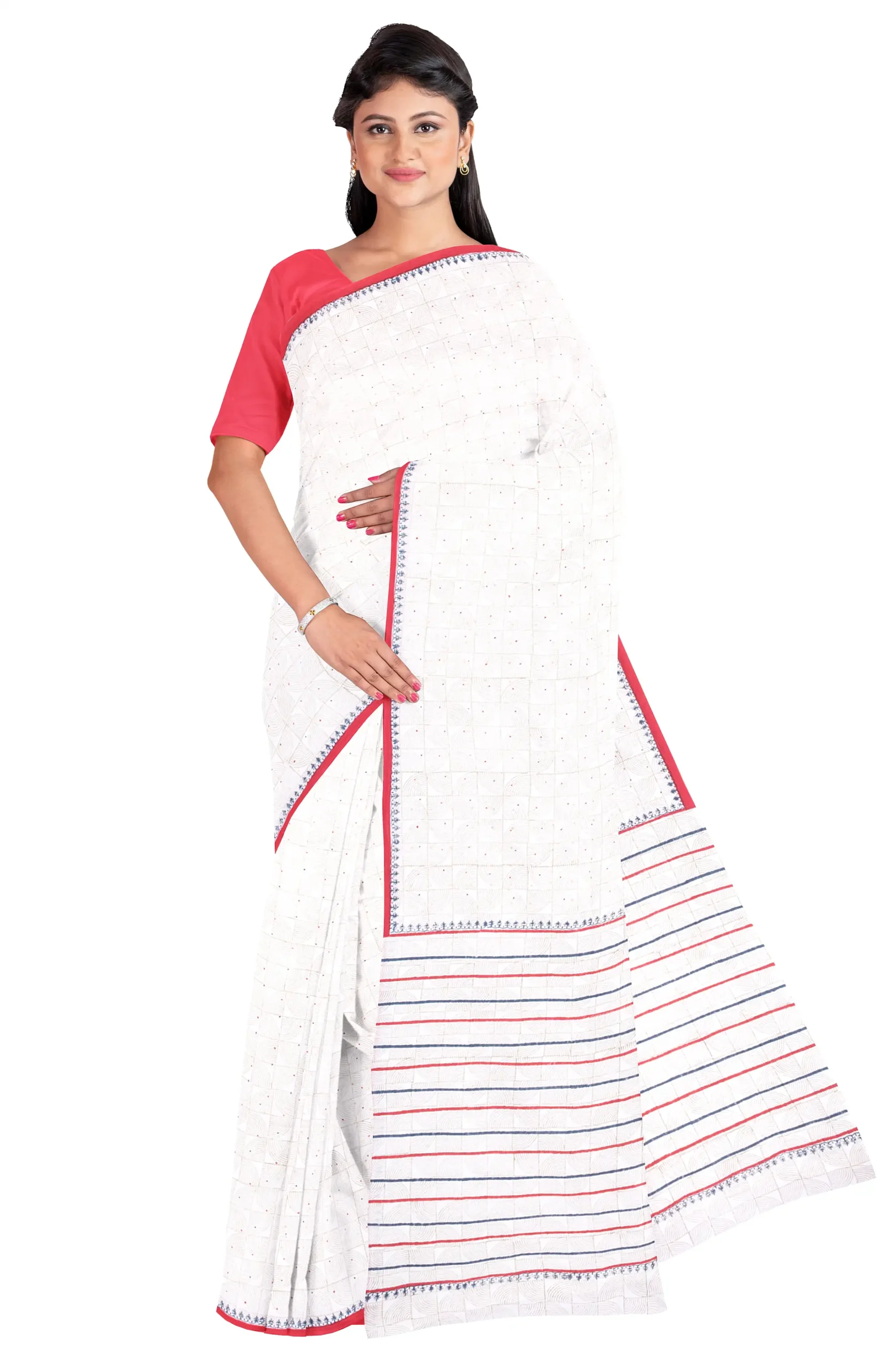 Handwoven Muslin Hand Block Printed Cotton Saree