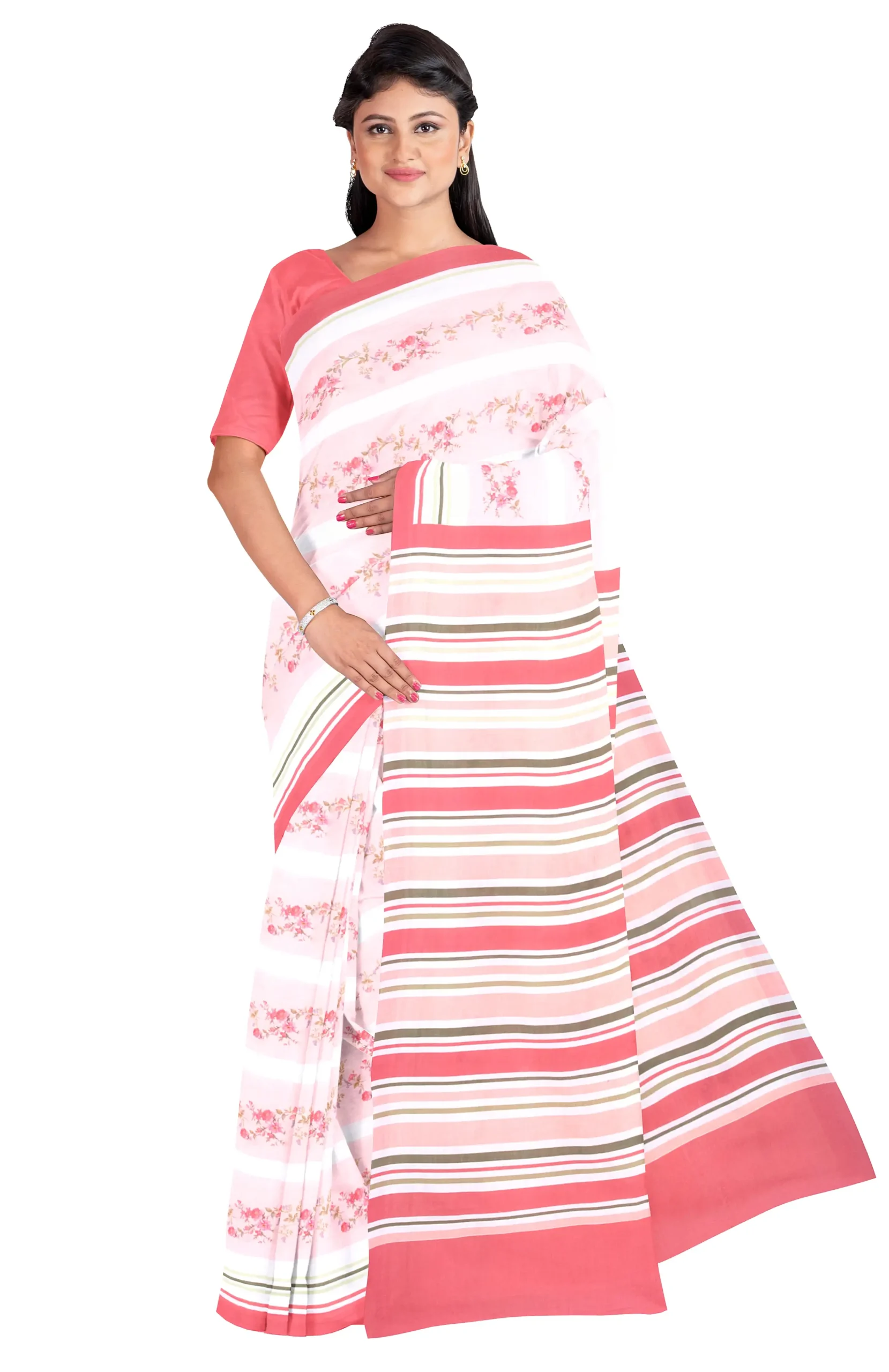 Handwoven Muslin Digital Printed Cotton Saree