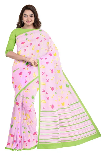 Handwoven Muslin Screen Printed Cotton Saree