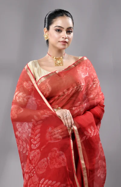 Batik Silk Saree - Red