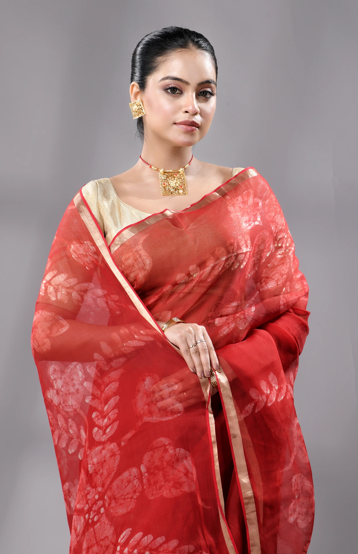 Batik Silk Saree - Red