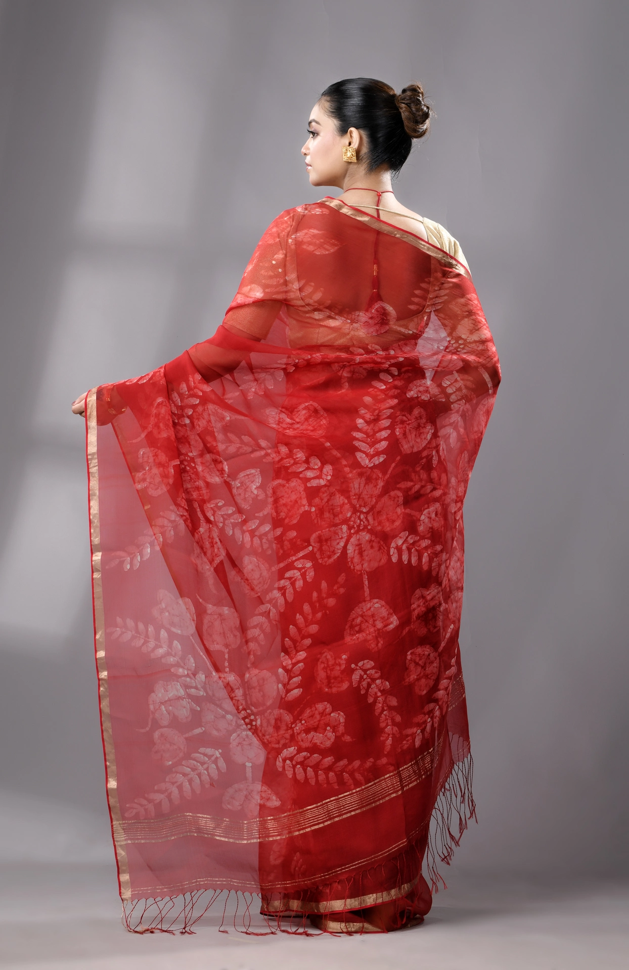 Batik Silk Saree - Red - Image 5