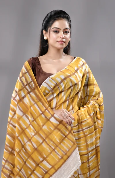 Hand Painted Silk Saree - Yellow