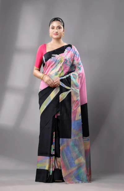 Digital Printed Silk Saree - Multicolour