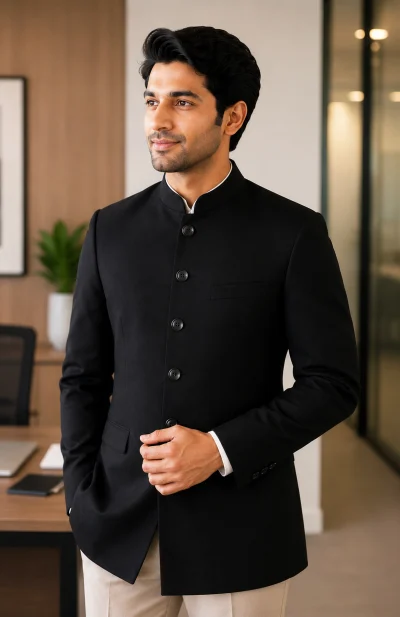 Linen Handloom Coat- Black
