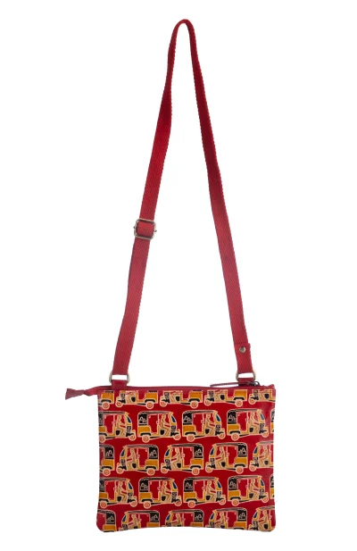 Shantiniketan Leather Sling Bag - Red