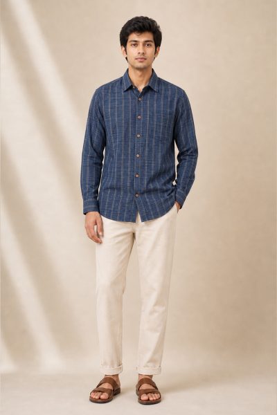 Cotton Full Sleeves Shirt - Blue
