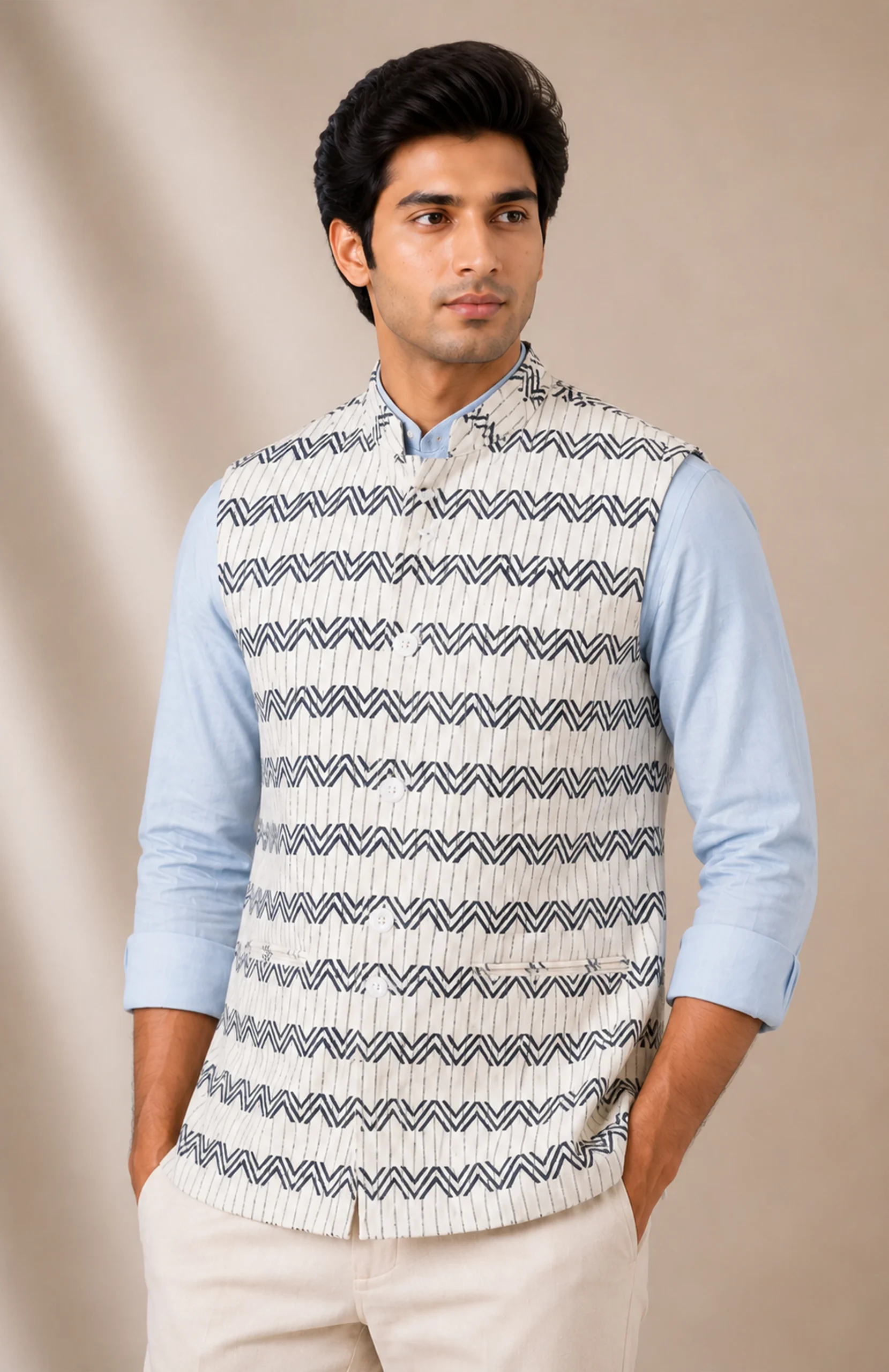 6-ply Cotton Handloom Jacket with Digital Prints - Multi Colour