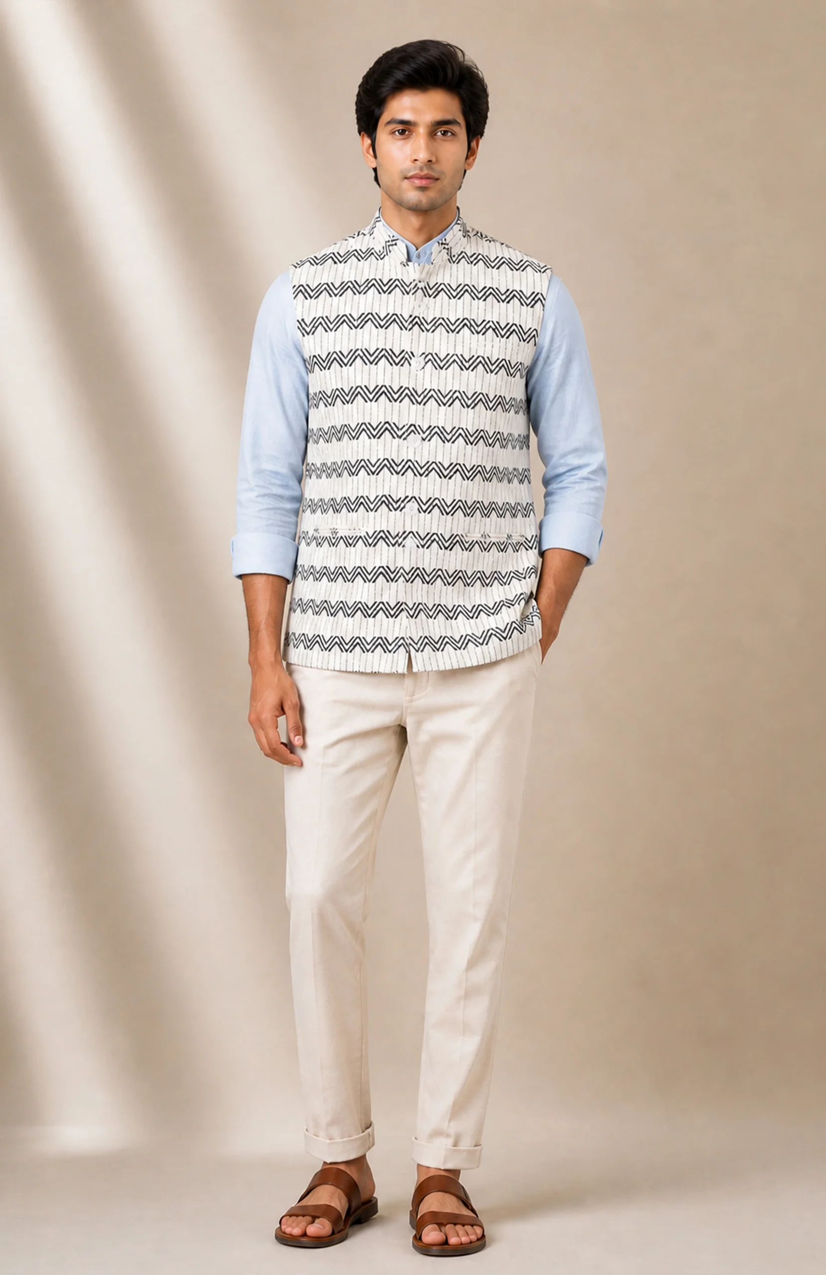 6-ply Cotton Handloom Jacket with Digital Prints - Multi Colour - Image 2