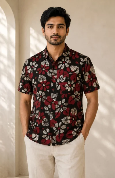 Batik Print Silk Shirt – Multicolour
