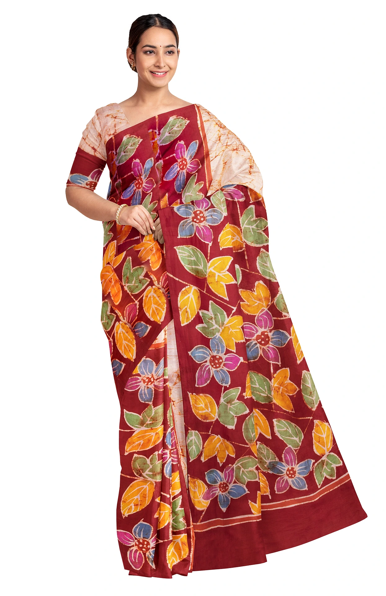 Batik Silk Saree - Multicolour - Image 3