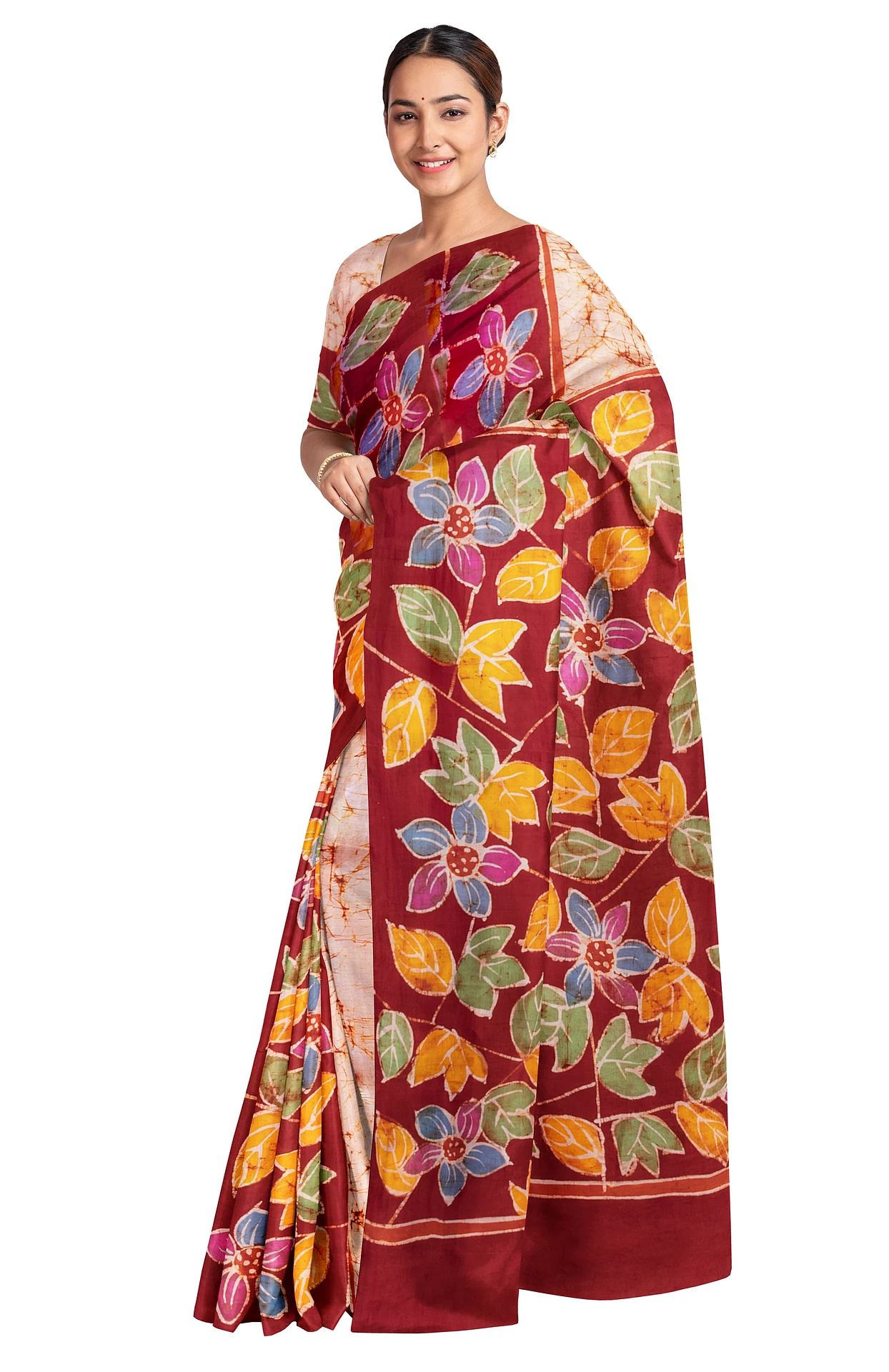 Batik Silk Saree - Multicolour